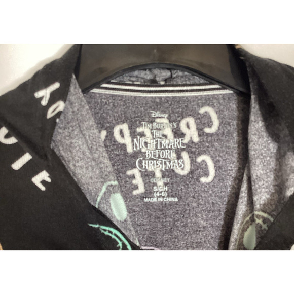 Disney Nightmare Before Xmas Tim Burton Hooded Sleepshirt Small Creepy Cute PJ - Picture 7 of 8